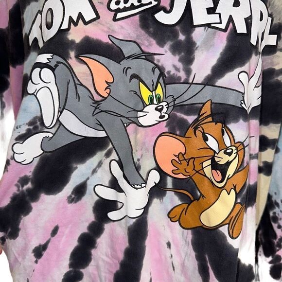 Tom & Jerry Mens Colorful Character Print Longsleeve Tshirt Casual Retro Hipster - Picture 5 of 9